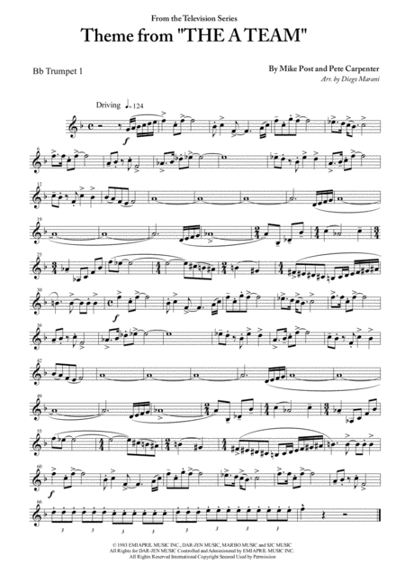 Theme From The A Team For Brass Quartet Sheet Music