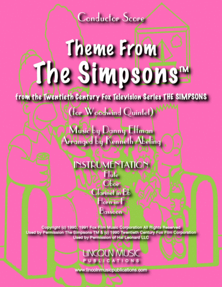 Free Sheet Music Theme From The Simpsons Tm From The Twentieth Century Fox Television Series The Simpsons For Woodwind Quintet