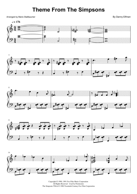 Free Sheet Music Theme From The Simpsons