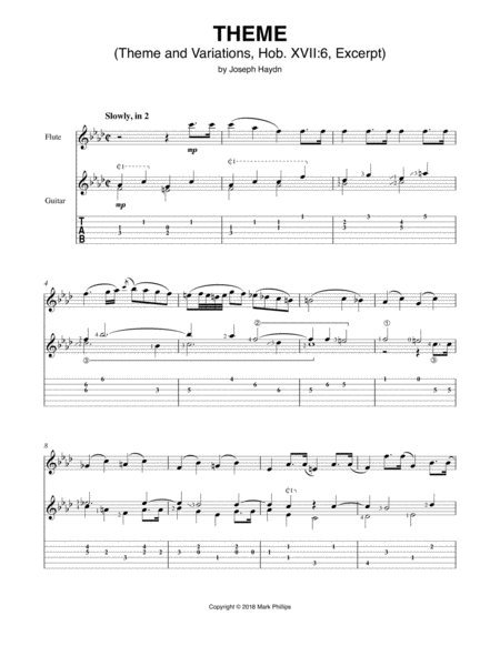 Free Sheet Music Theme Theme And Variations In F Minor Hob Xvii 6 Excerpt