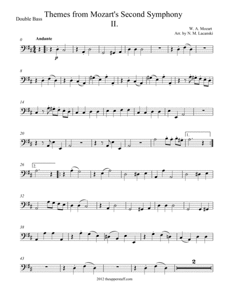 Free Sheet Music Themes From Mozarts Second Symphony Second Movement