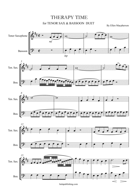 Free Sheet Music Therapy Time Bassoon And Tenor Saxophone Duet