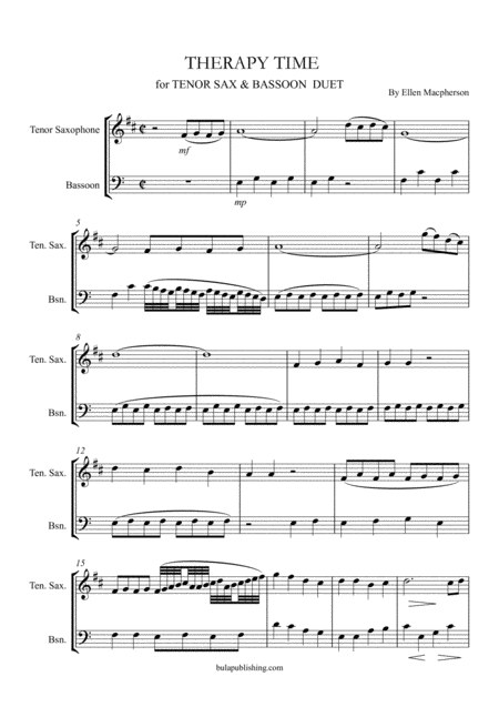 Therapy Time Bassoon And Tenor Saxophone Duet Sheet Music