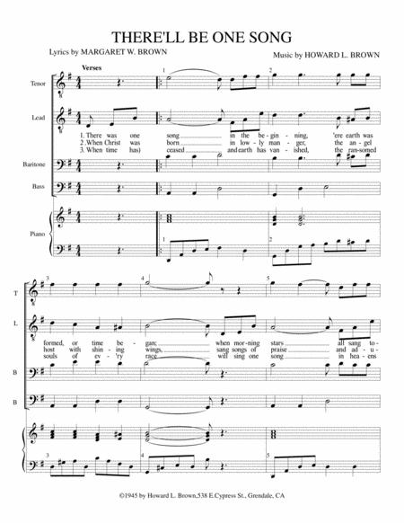 Free Sheet Music There Ll Be One Song 4 Part Male Voices Piano Accompanyment