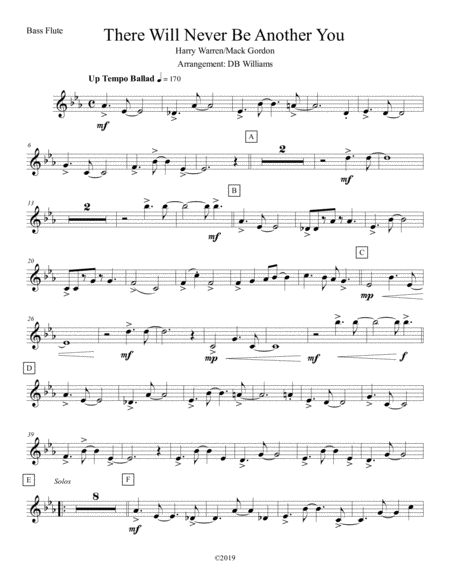 There Will Never Be Another You Bass Flute Sheet Music