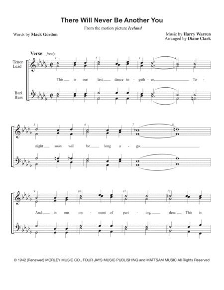 There Will Never Be Another You Quartet Pricing Sheet Music