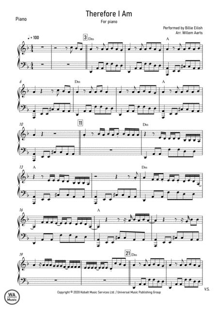 Free Sheet Music Therefore I Am Billie Eilish Piano