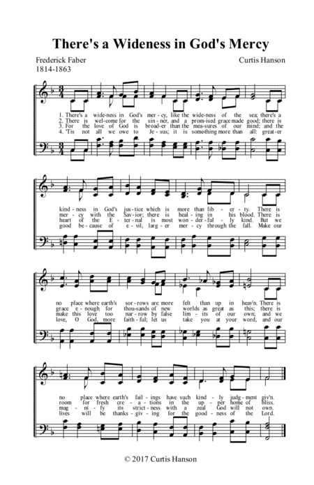 Theres A Wideness In Gods Mercy Hymn Sheet Music