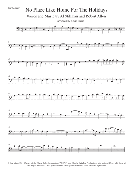 Theres No Place Like Home For The Holidays Easy Key Of C Euphonium Sheet Music