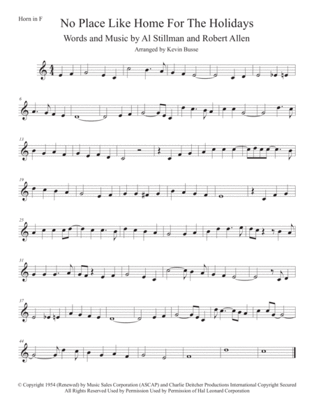 Free Sheet Music Theres No Place Like Home For The Holidays Horn In F