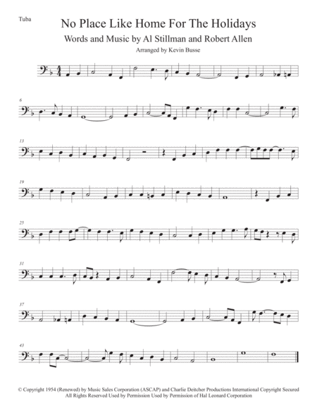 Theres No Place Like Home For The Holidays Tuba Sheet Music