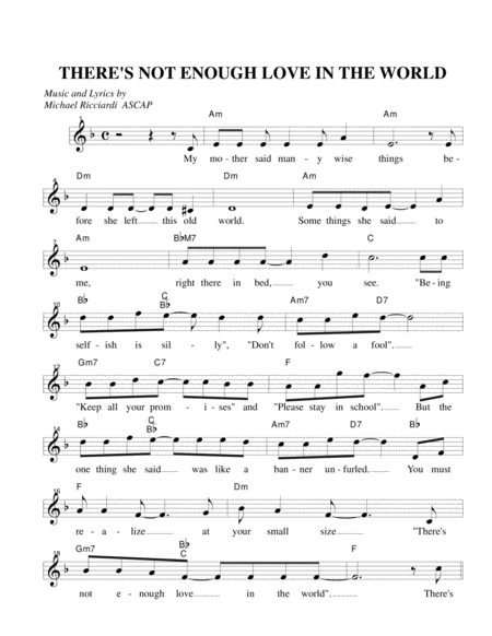 Free Sheet Music Theres Not Enough Love In The World