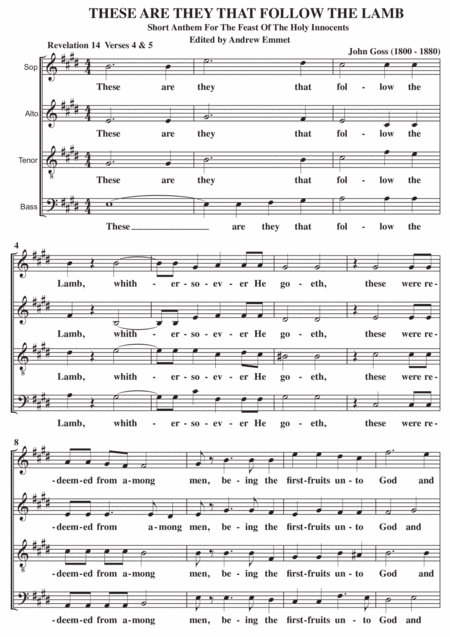 Free Sheet Music These Are They That Follow The Lamb