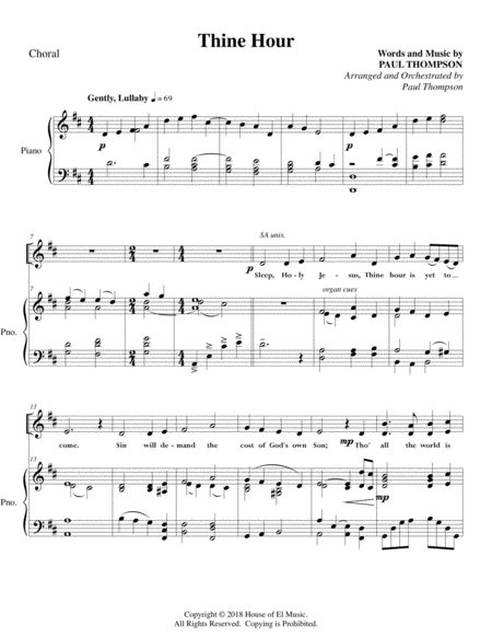 Free Sheet Music Thine Hour Satb With Piano