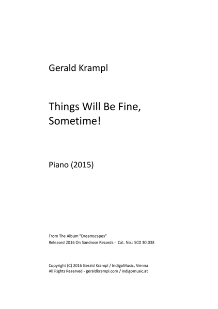 Things Will Be Fine Sometime Sheet Music