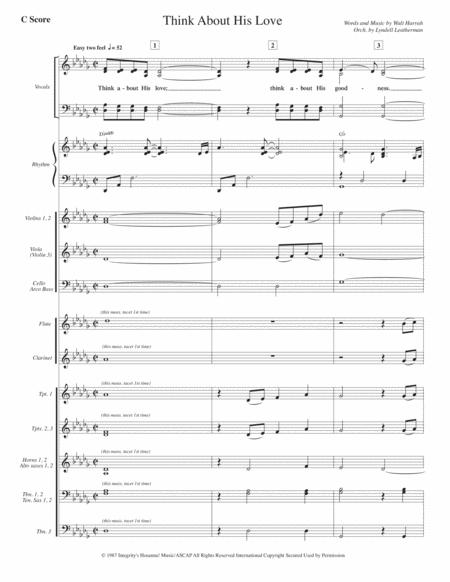 Think About His Love Vocals Piano Chord Chart With Companion Orchestration Sheet Music