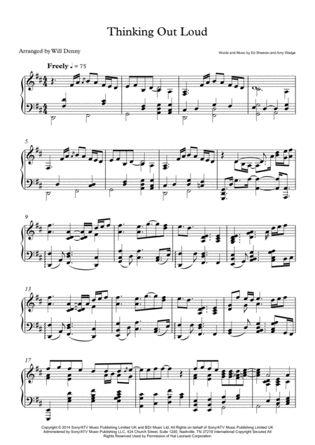 Thinking Out Loud Beautiful Jazzy Version Sheet Music