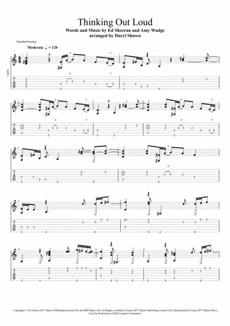 Thinking Out Loud For Solo Fingerstyle Guitar Sheet Music