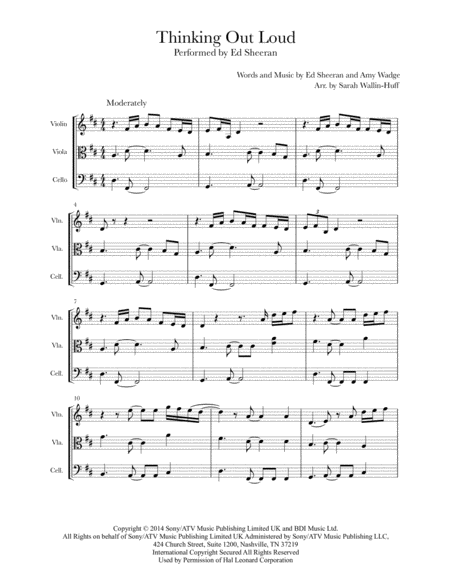 Thinking Out Loud For String Trio Sheet Music