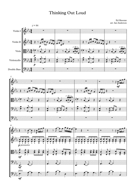 Thinking Out Loud String Quintet String Orchestra Sheet Music