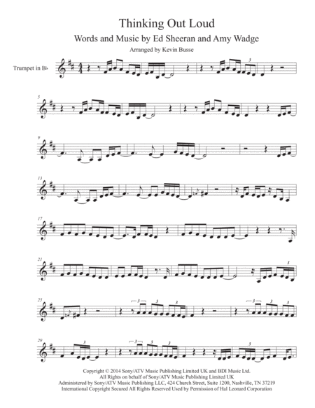 Free Sheet Music Thinking Out Loud Trumpet