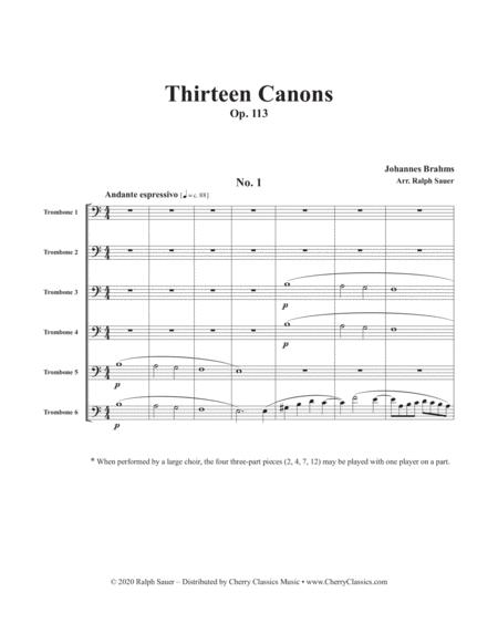 Thirteen Canons Op 113 For 6 Part Trombone Ensemble Sheet Music