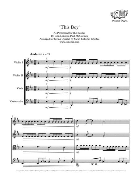 This Boy String Quartet Beatles Arr Cellobat Sheet Music