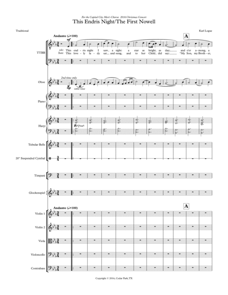 Free Sheet Music This Endris Night The First Nowell Conductor Score