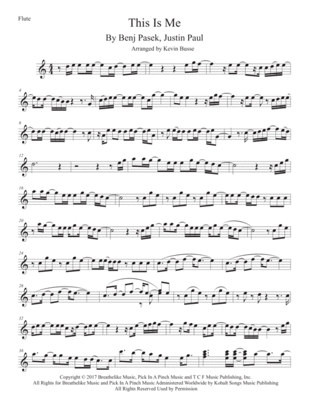 This Is Me Easy Key Of C Flute Sheet Music