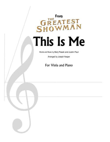 Free Sheet Music This Is Me From The Greatest Showman Viola And Piano
