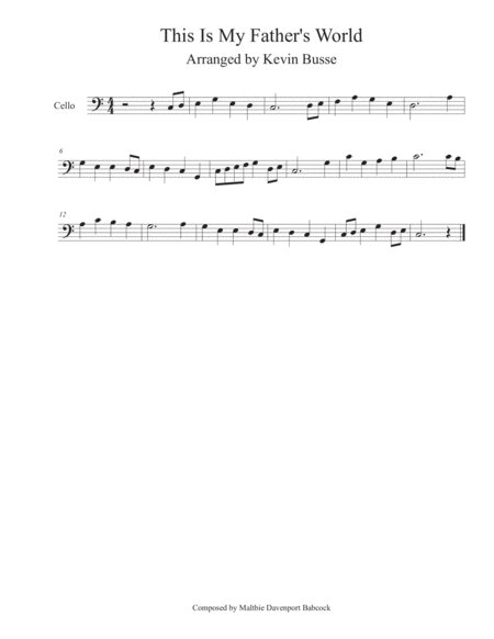 This Is My Fathers World Easy Key Of C Cello Sheet Music