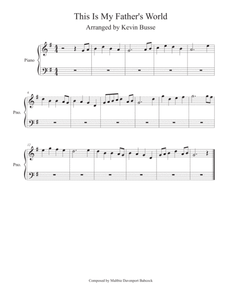 This Is My Fathers World Piano Sheet Music