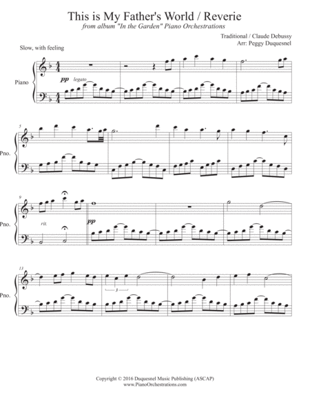 Free Sheet Music This Is My Fathers World Reverie