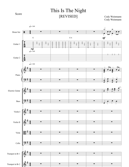 This Is The Night Original Music W Out Vocals Sheet Music