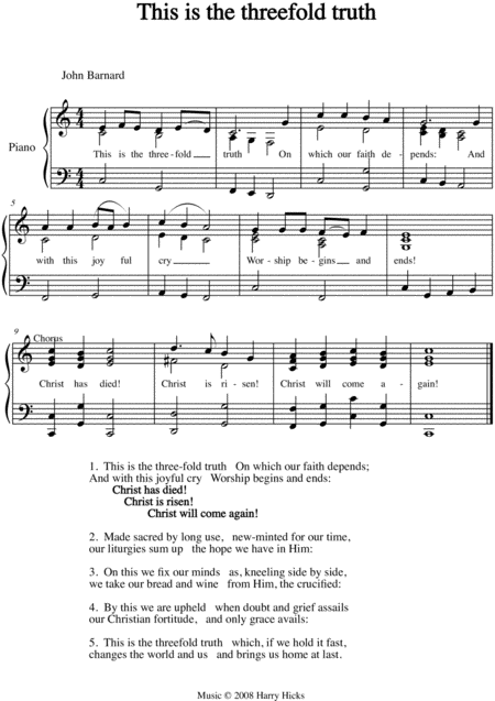 Free Sheet Music This Is The Threefold Truth A New Tune To A Wonderful Old Hymn