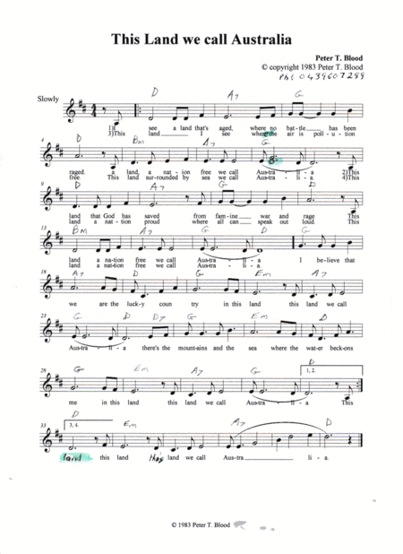 This Land We Call Australia Sheet Music