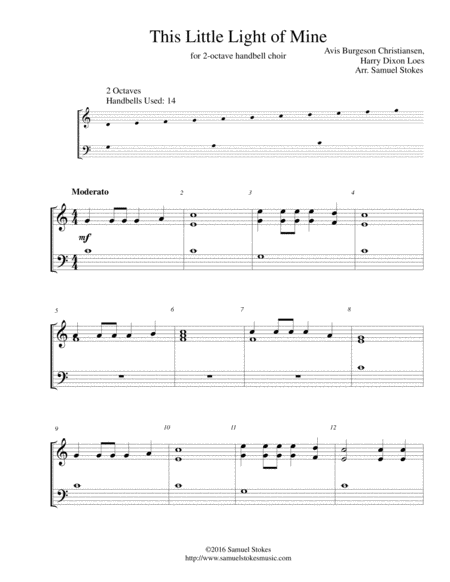 This Little Light Of Mine 2 Octave Handbell Choir Sheet Music