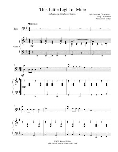 Free Sheet Music This Little Light Of Mine For Beginning String Bass With Optional Piano Accompaniment