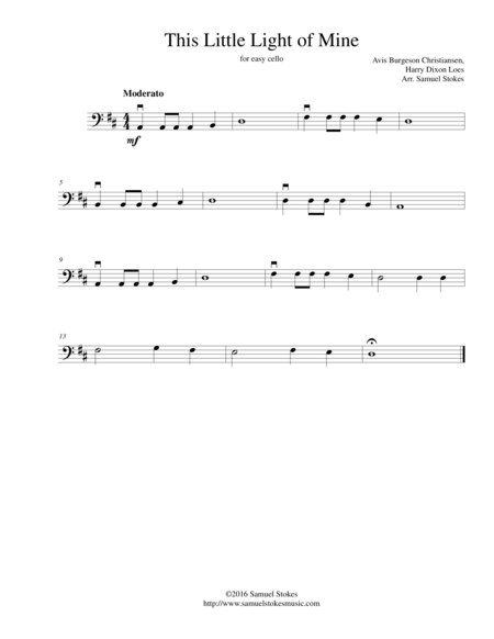 This Little Light Of Mine For Easy Cello Sheet Music