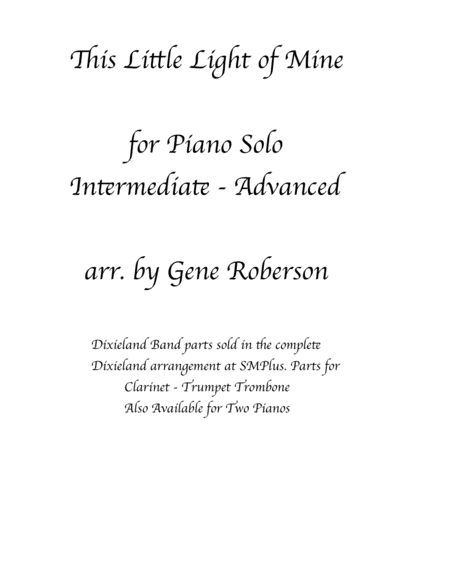 Free Sheet Music This Little Light Of Mine Ragtime Piano