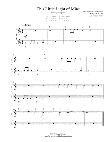 This Little Light Of Mine Very Easy Piano Sheet Music