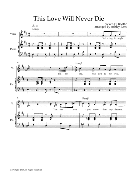 Free Sheet Music This Love Will Never Die Pvg