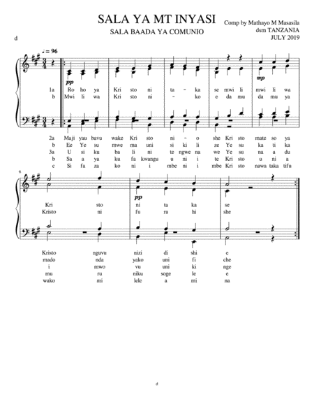 This Song Is The Prayer After Comunio Sheet Music