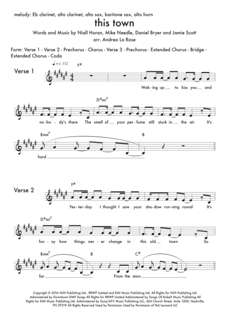 Free Sheet Music This Town Lead Sheet Eb Instruments