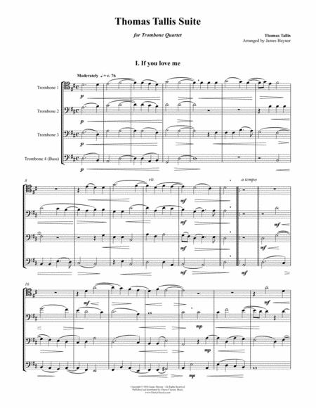 Thomas Tallis Suite For Trombone Quartet Sheet Music