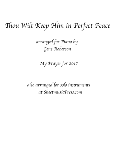 Thou Wilt Keep Him In Perfect Peace Sheet Music