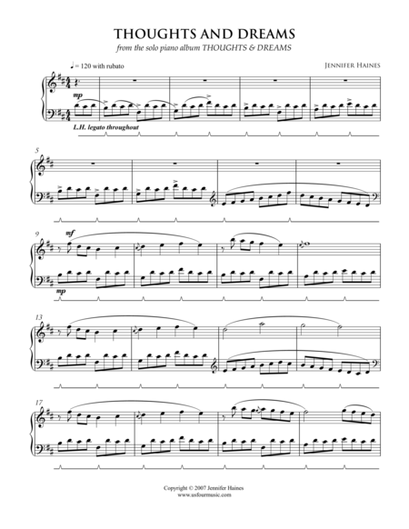 Free Sheet Music Thoughts And Dreams