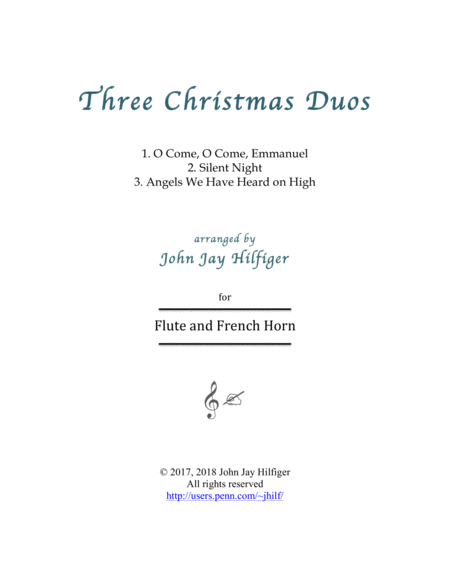 Free Sheet Music Three Christmas Duos For Flute And Horn