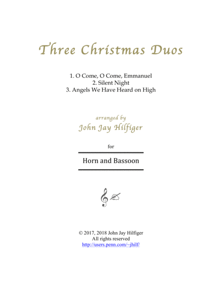 Free Sheet Music Three Christmas Duos For Horn And Bassoon