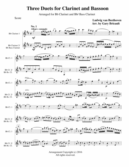 Three Duets For Clarinet And Bassoon Sheet Music